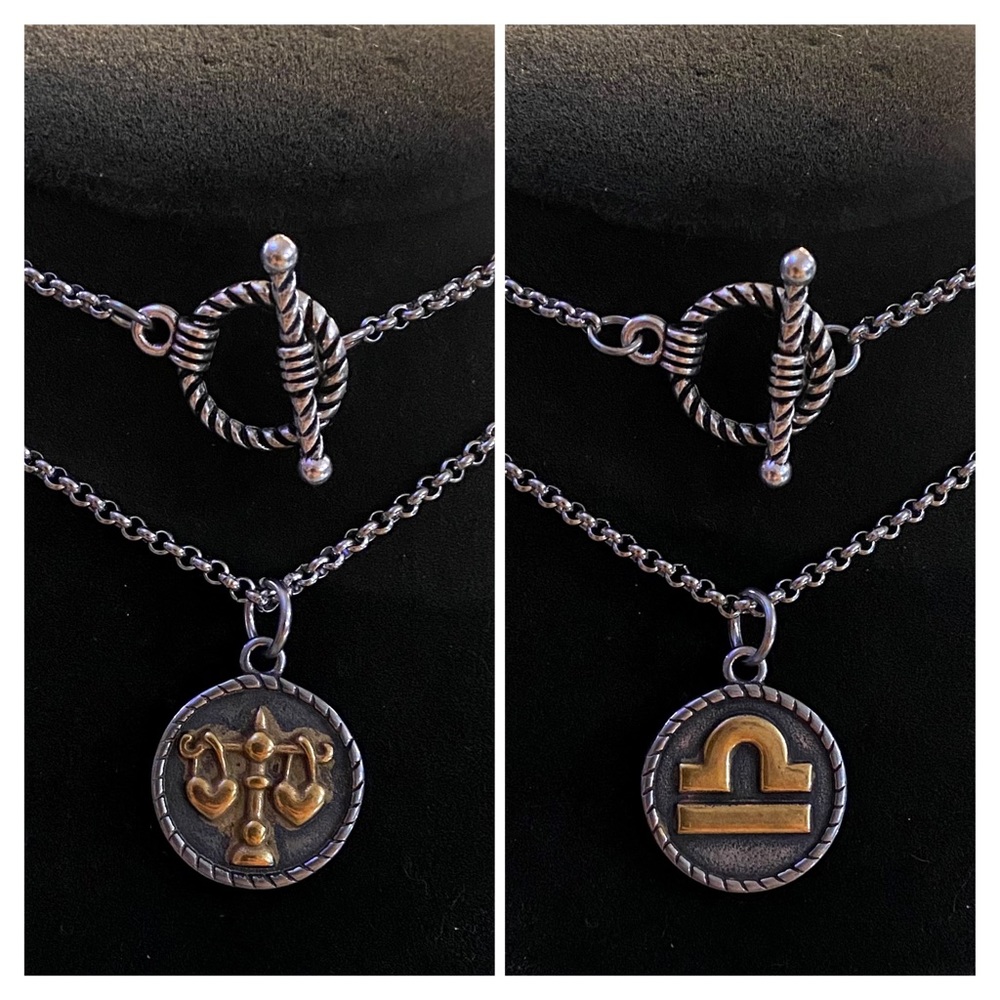 ♎️ LIBRA zodiac sign silver & gold stainless steel wrap around necklace - Picture 2 of 12